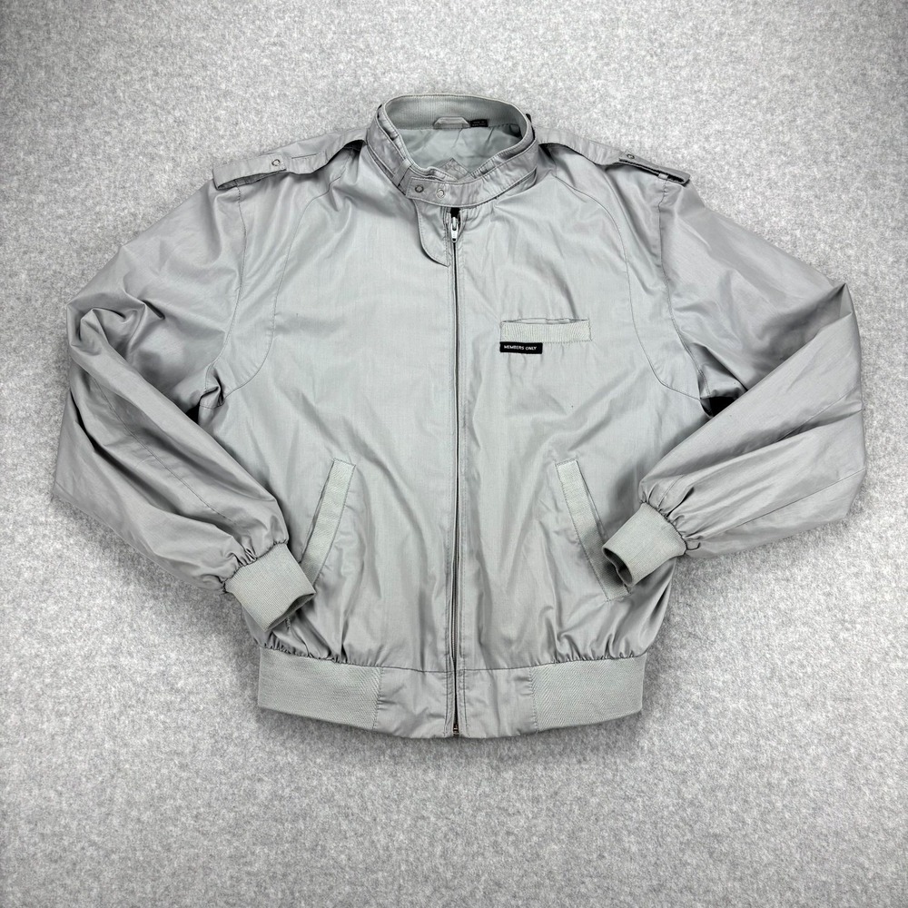 VTG Members Only Harrington Jacket Mens Large Grey Iconic Racer Classic Full Zip